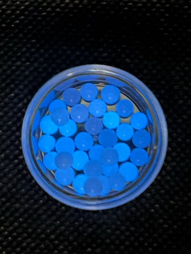 Preview pic of (X2) 4mm blue glow in the dark terp pearls for puffco peak, peak pro, proxy, dr. Dabber switch, carta