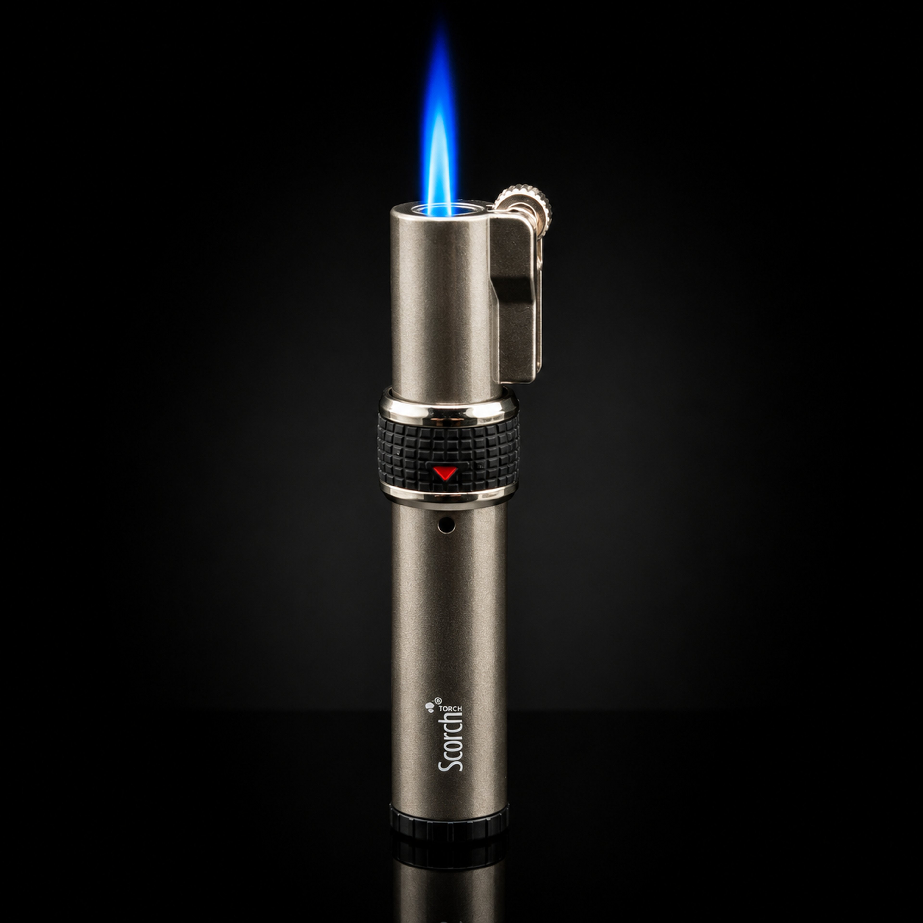 Preview pic of Scorch Torch 61585 Silver Single Jet Flame Butane Torch Lighter with Fuel Window – 3.75”