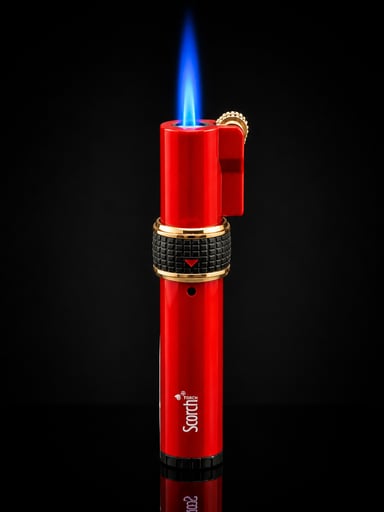 Preview pic of Scorch Torch 61585 Red Single Jet Flame Butane Torch Lighter with Fuel Window – 3.75”
