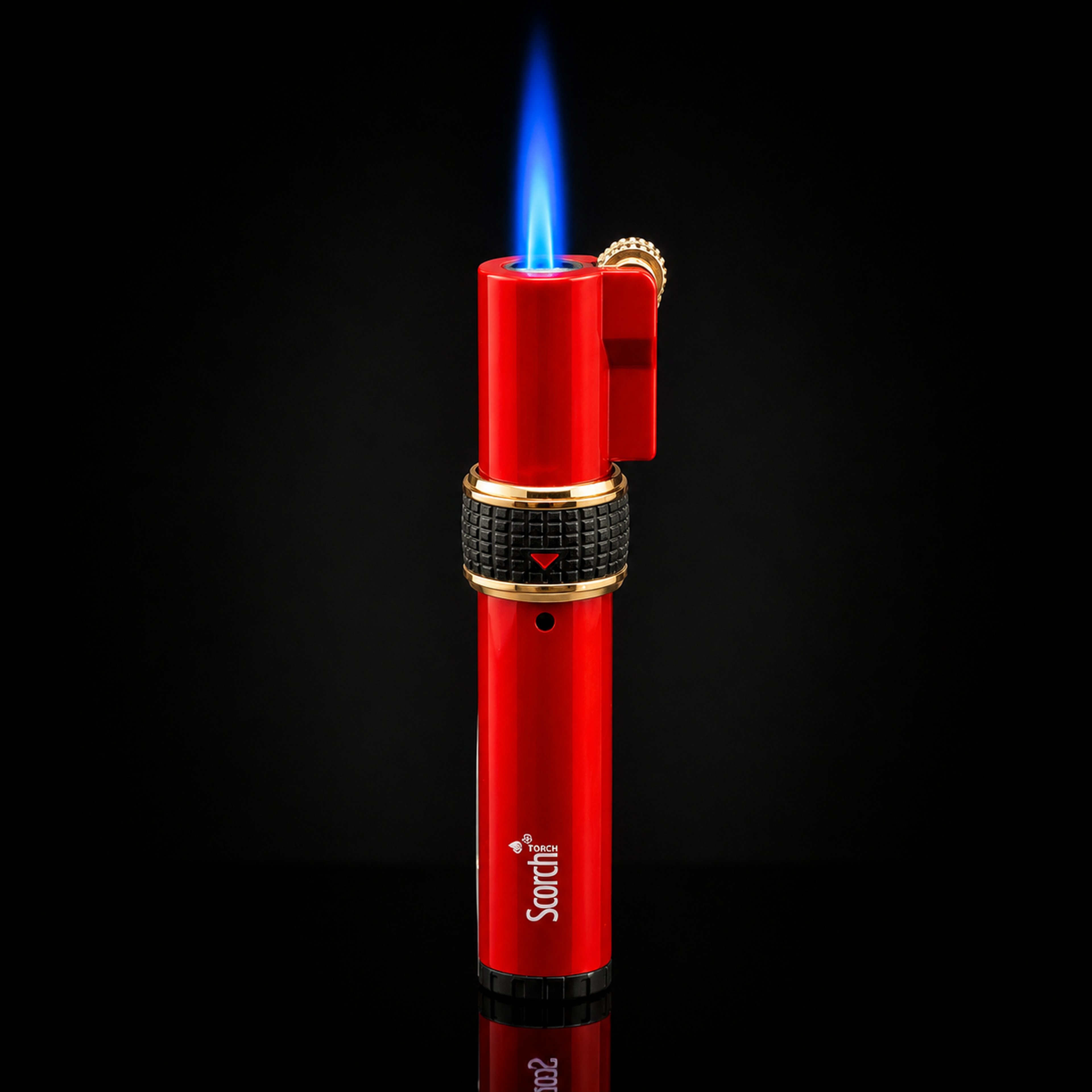 Preview pic of Scorch Torch 61585 Red Single Jet Flame Butane Torch Lighter with Fuel Window – 3.75”