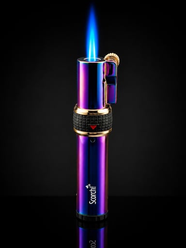 Preview pic of Scorch Torch 61585 Rainbow Single Jet Flame Butane Torch Lighter with Fuel Window – 3.75”