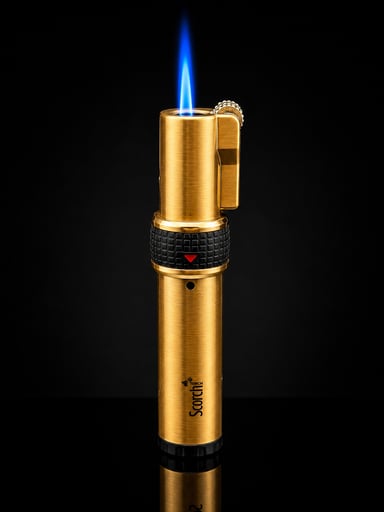Preview pic of Scorch Torch 61585 Gold Single Jet Flame Butane Torch Lighter with Fuel Window – 3.75”