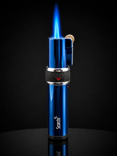 Preview pic of Scorch Torch 61585 Blue Single Jet Flame Butane Torch Lighter with Fuel Window – 3.75”