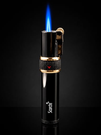 Preview pic of Scorch Torch 61585 Black Single Jet Flame Butane Torch Lighter with Fuel Window – 3.75”
