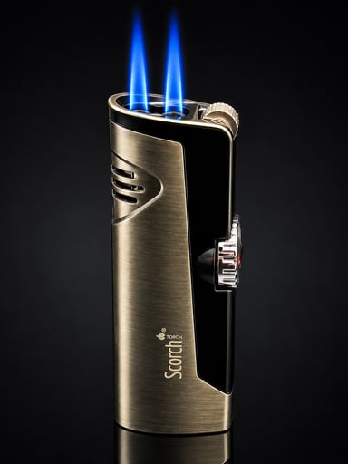 Preview pic of Scorch Torch 61636 Dual Jet Flame Butane Torch Lighter – Gray Metallic Finish – 3.2”