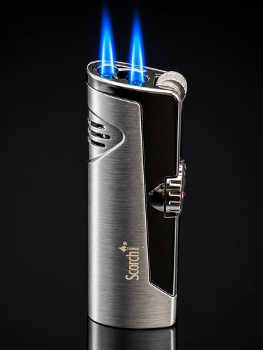 Preview pic of Scorch Torch 61636 Dual Jet Flame Butane Torch Lighter – Silver Metallic Finish – 3.2” Metal Body