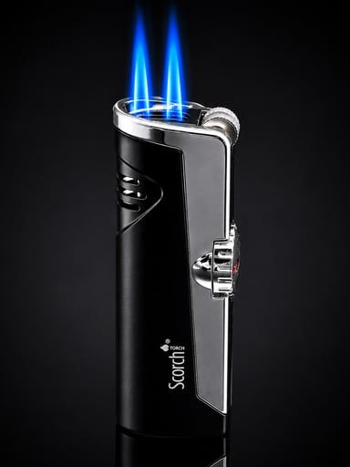 Preview pic of Scorch Torch 61636 Dual Jet Flame Butane Torch Lighter – Black Finish – 3.2” Metal Body