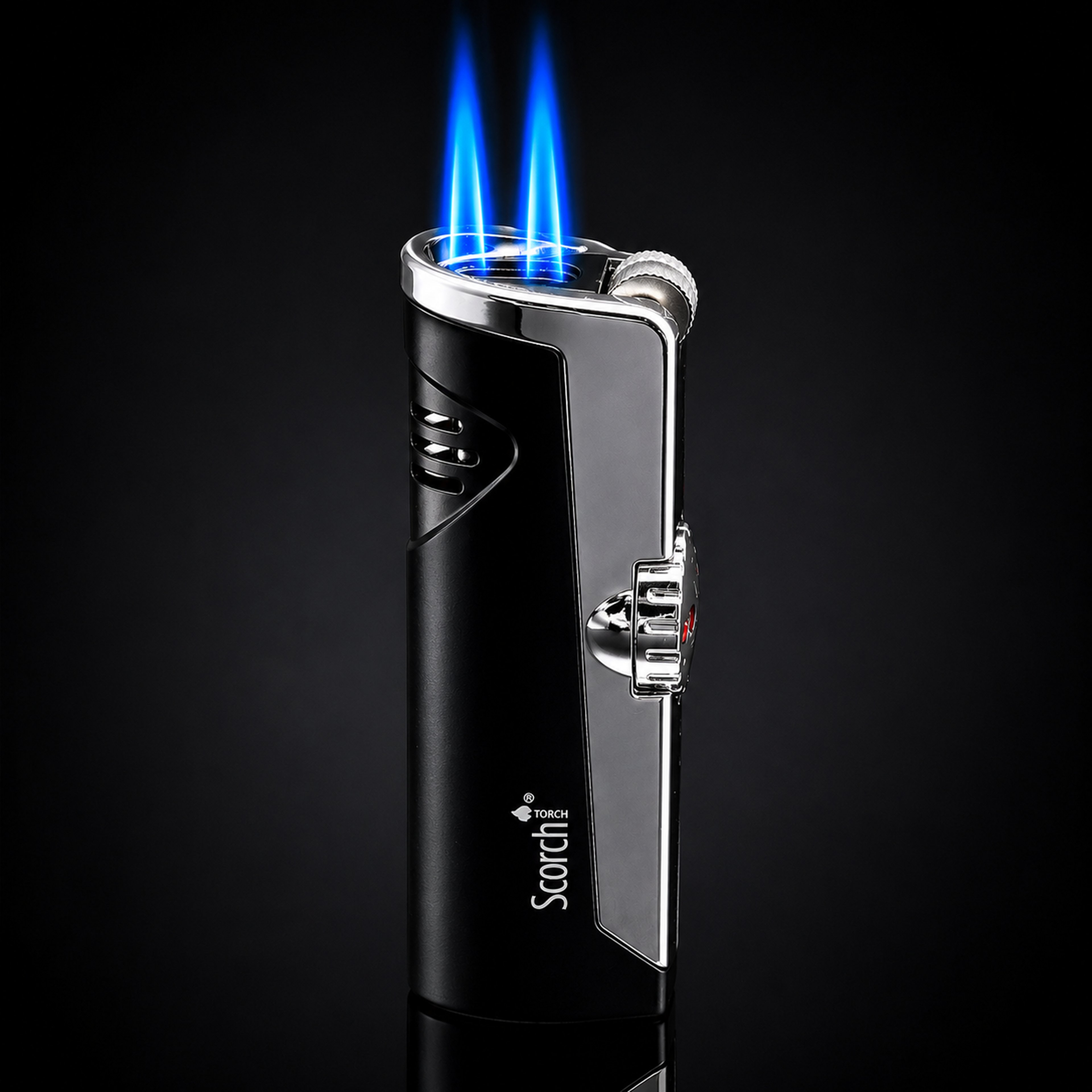 Preview pic of Scorch Torch 61636 Dual Jet Flame Butane Torch Lighter – Black Finish – 3.2” Metal Body