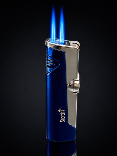 Preview pic of Scorch Torch 61636 Dual Jet Flame Butane Torch Lighter – Blue Metallic Finish – 3.2” Metal Body