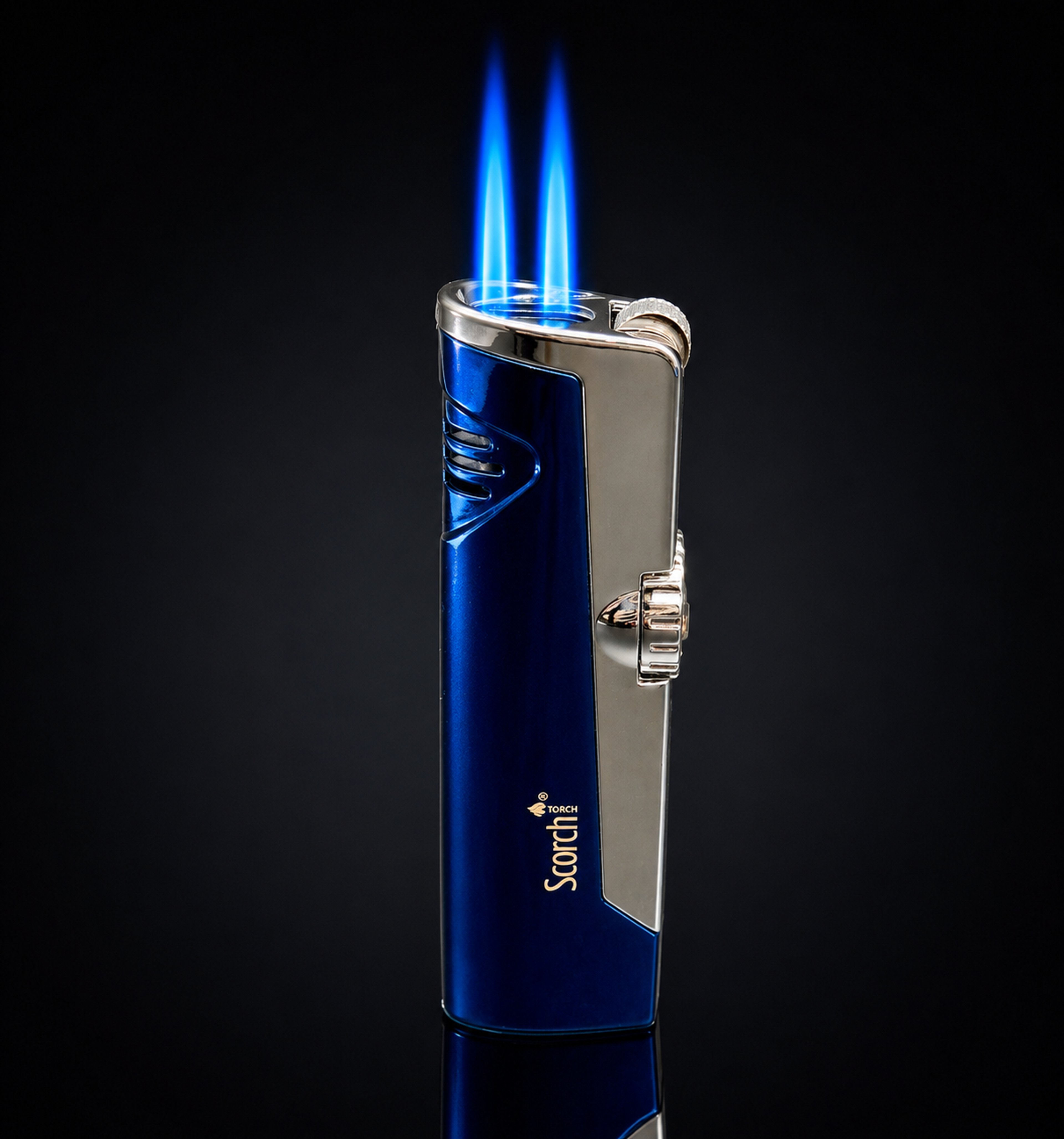 Preview pic of Scorch Torch 61636 Dual Jet Flame Butane Torch Lighter – Blue Metallic Finish – 3.2” Metal Body