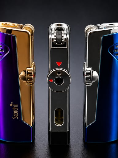 Preview pic of Scorch Torch 61636 Dual Flame Torch Lighter 3-Pack – Assorted Colors – Refillable Butane Jet Lighters