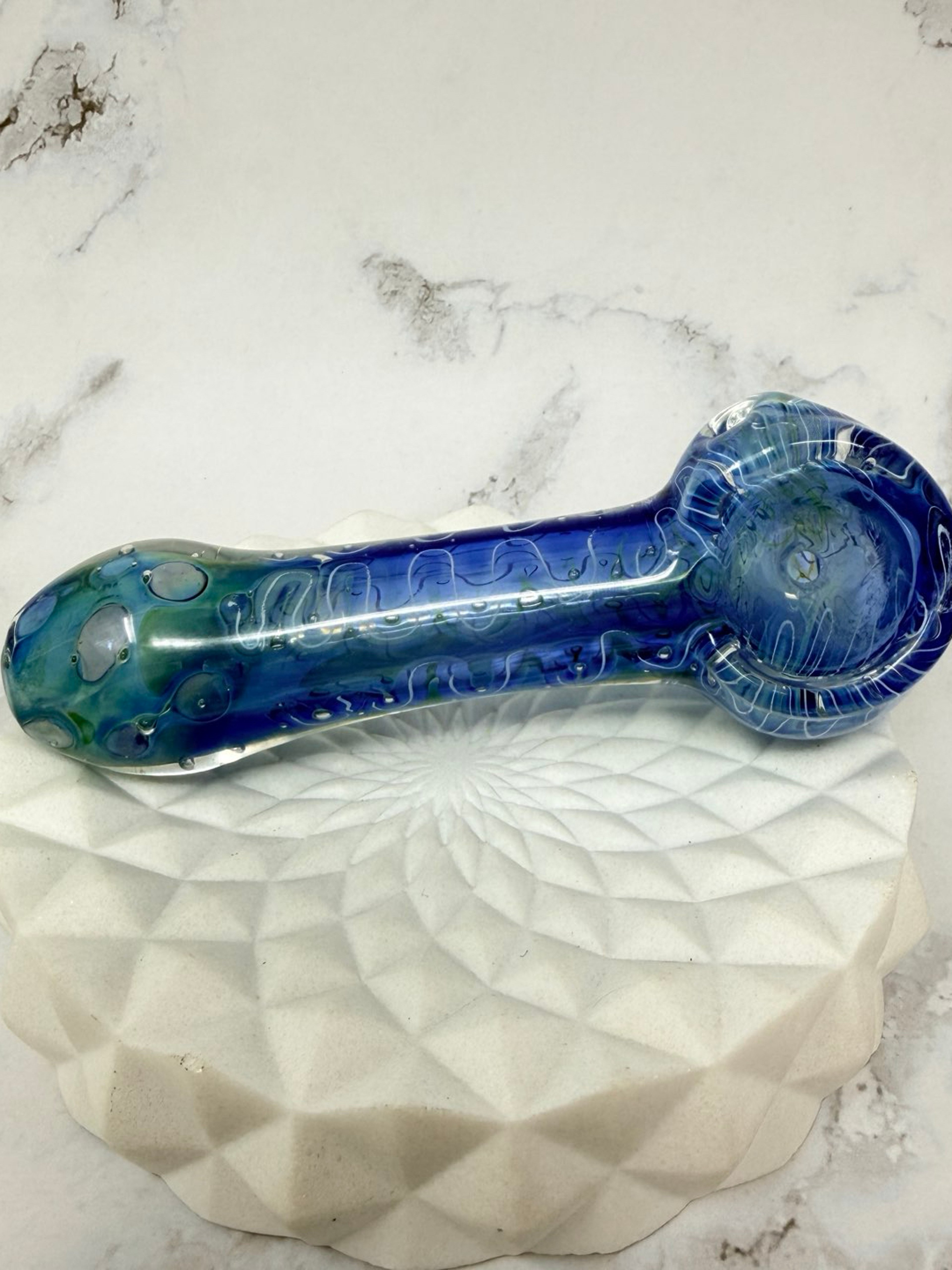 Preview pic of 4.5” Cosmic Nebula Blue Smoking Bowl Glass Pipes