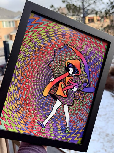 Preview pic of Slinger "Wig Wag Shroom Girl" Lenticular Print (Small)