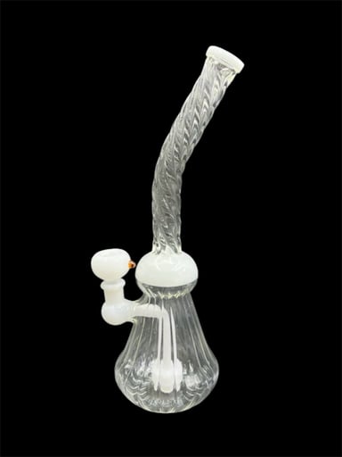 Preview pic of 12" 310GR. TOP TWISTED DESIGNED BEAKER COLORED PERC GLASS WATER PIPE