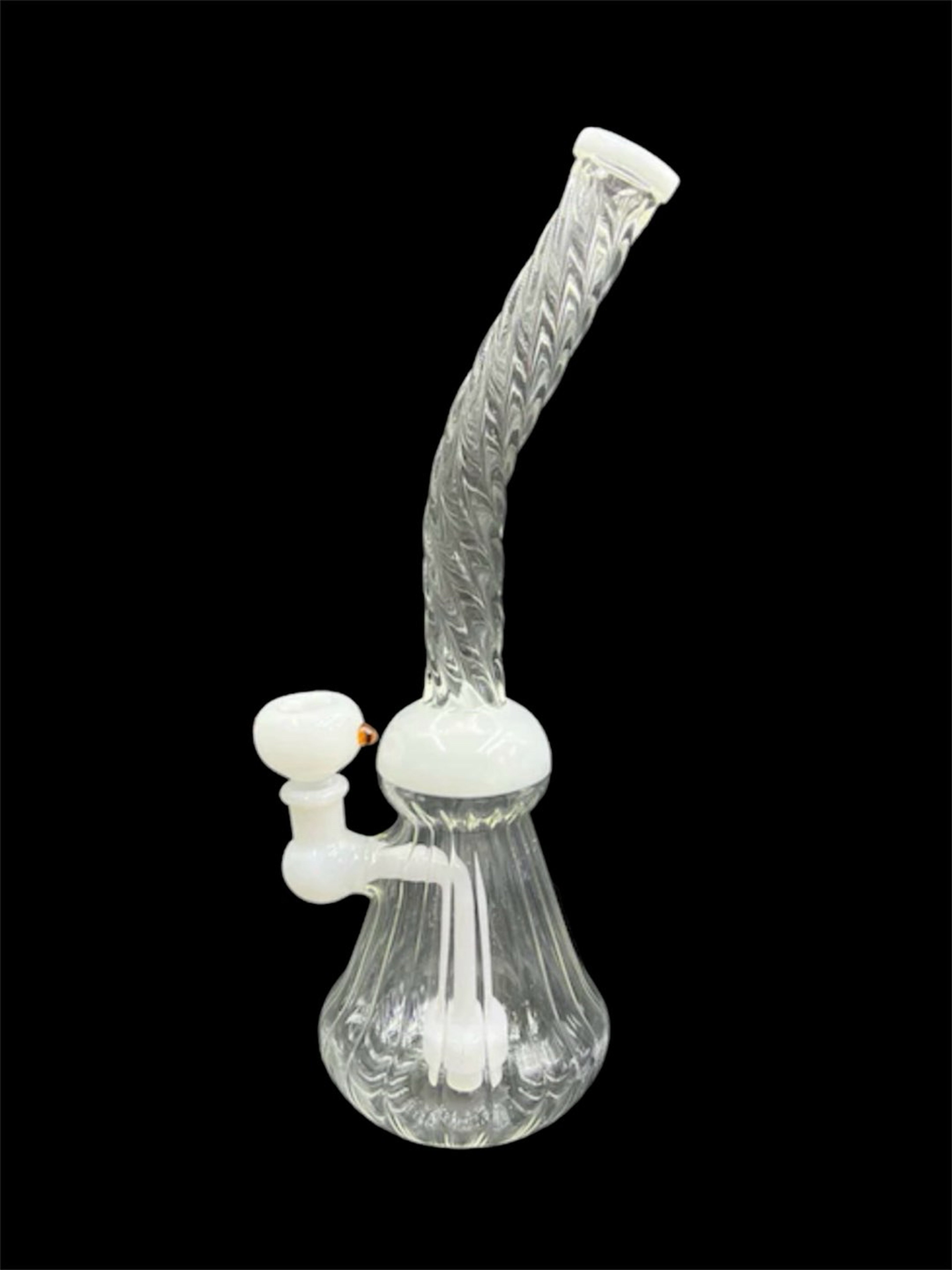 Preview pic of 12" 310GR. TOP TWISTED DESIGNED BEAKER COLORED PERC GLASS WATER PIPE