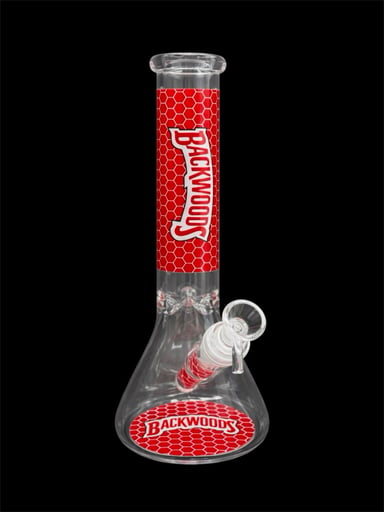 Preview pic of Red 10" 350GR. Backwoods COLORFUL BASE GLASS WATER PIPE W/ STEM & BOWL