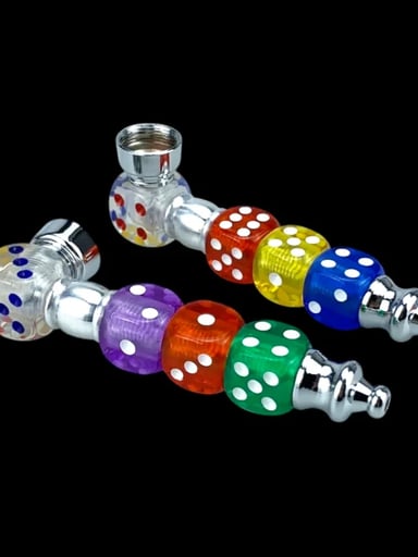 Preview pic of 1PC DICE DESIGN METAL PIPE W/ SCREEN MIXED COLORS