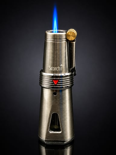 Preview pic of SCORCH TORCH 61580 Refillable Butane Storage Torch Lighter – Gray Collar Finish – Single Flame Jet Torch – 3 Inch