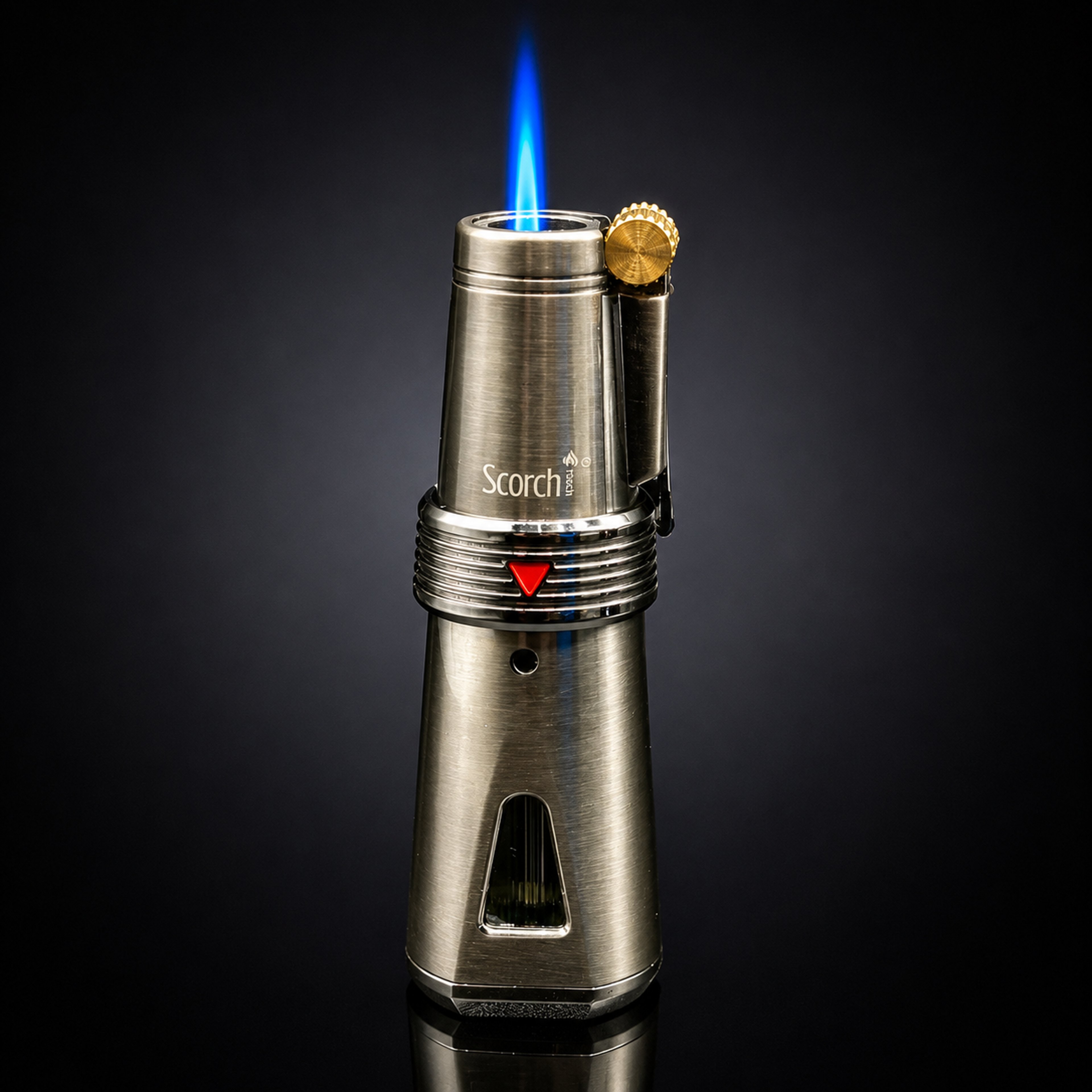 SCORCH TORCH 61580 Refillable Butane Storage Torch Lighter – Gray Collar Finish – Single Flame Jet Torch – 3 Inch image 0