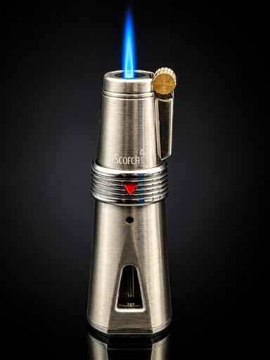 Preview pic of SCORCH TORCH 61580 Refillable Butane Storage Torch Lighter – Silver Finish – Single Flame Jet Torch – 3 Inch