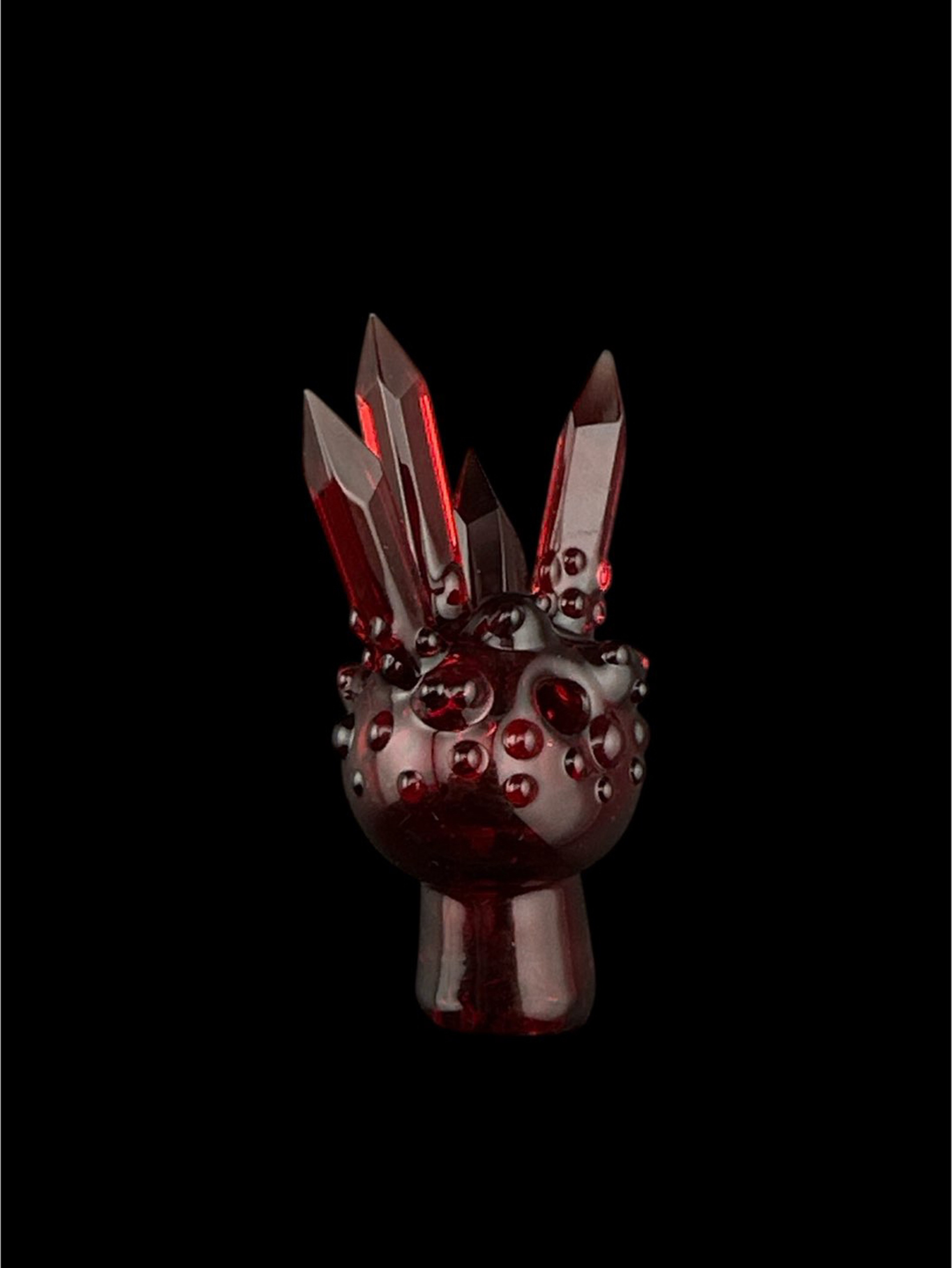 Preview pic of Brand New Based Glass Red Crystal Growth Spinner Bubble Carb Cap