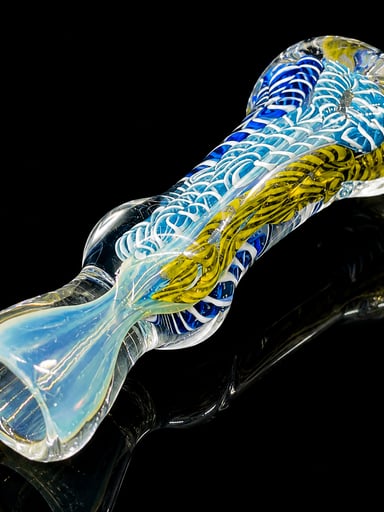 Preview pic of Hand Blown Chillum Glass Pipe 3” Multi-Color Twist Design Thick Glass