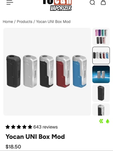 Preview pic of Yocan UNI Box Mod- 510 battery