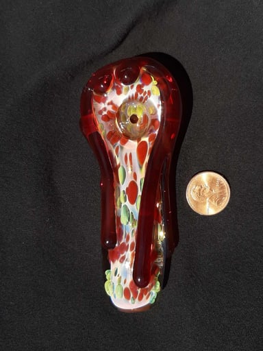 Preview pic of Bloody, inside out, color changing, borosilicate glass pipe.  FREE SHIPPING