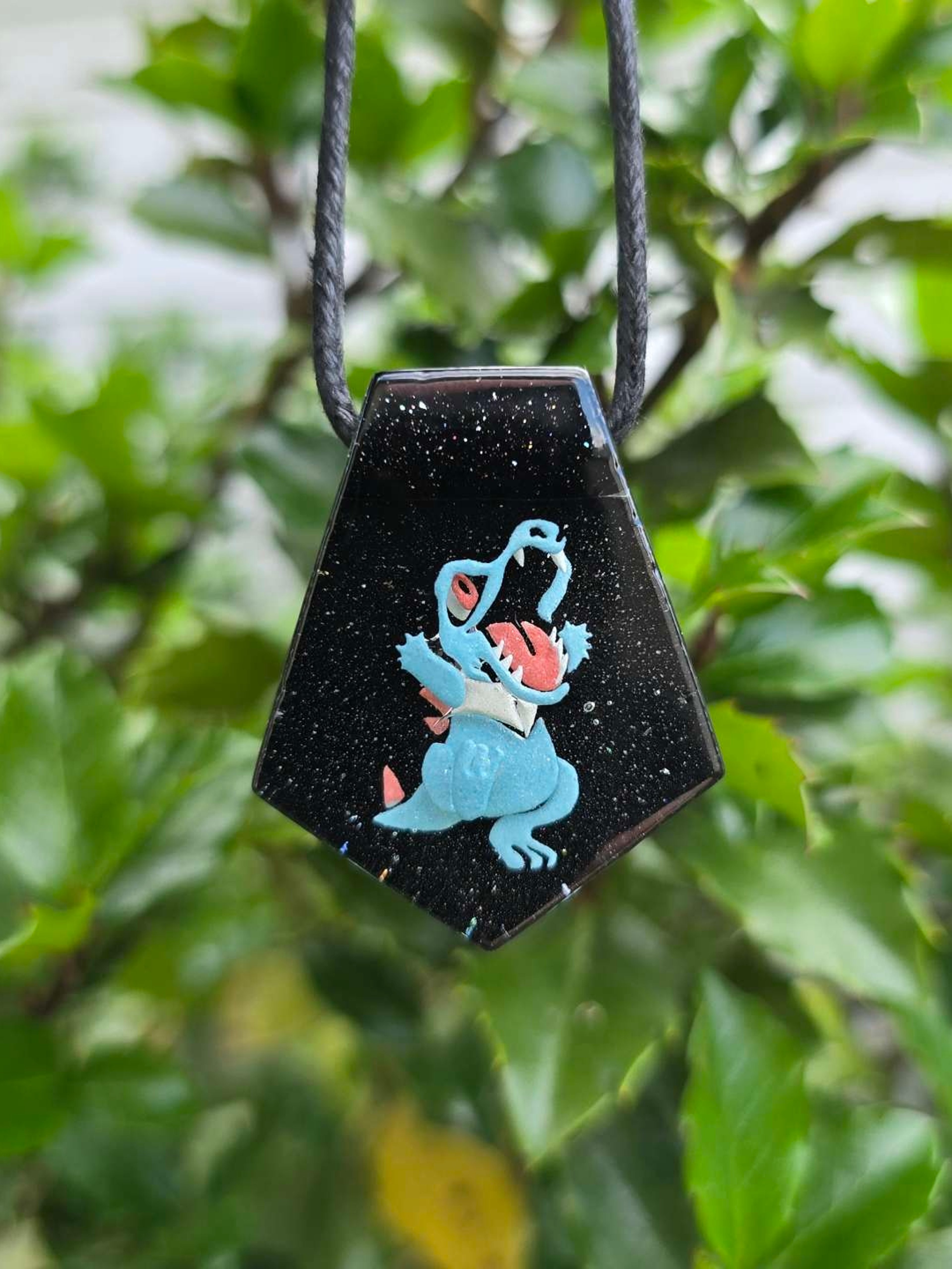 Preview pic of Shiny Totodile Pokemon Layered Glow Pendant