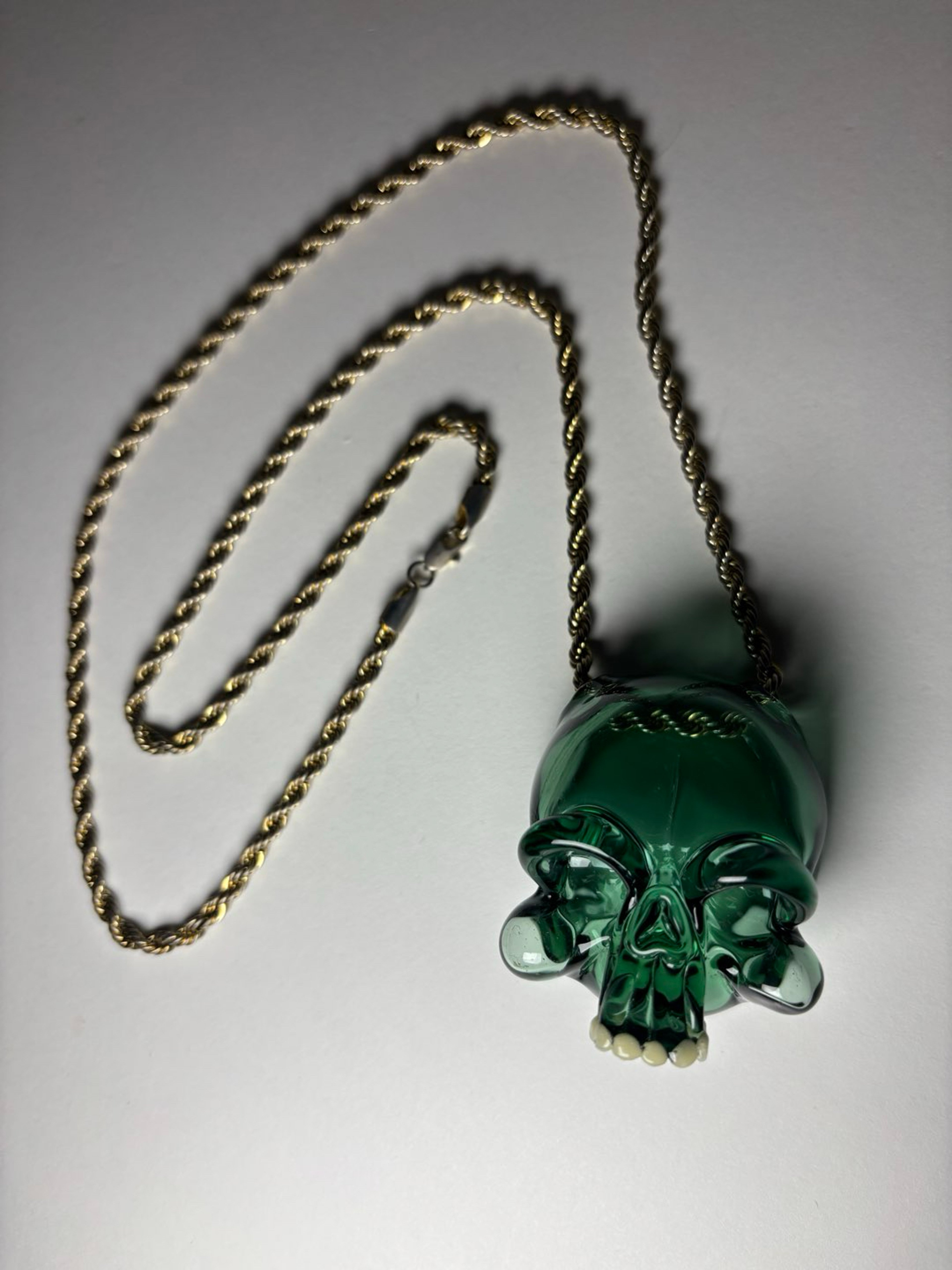 Preview pic of Hendy Atlantis Skull Pendant with Gold-tone Rope Chain