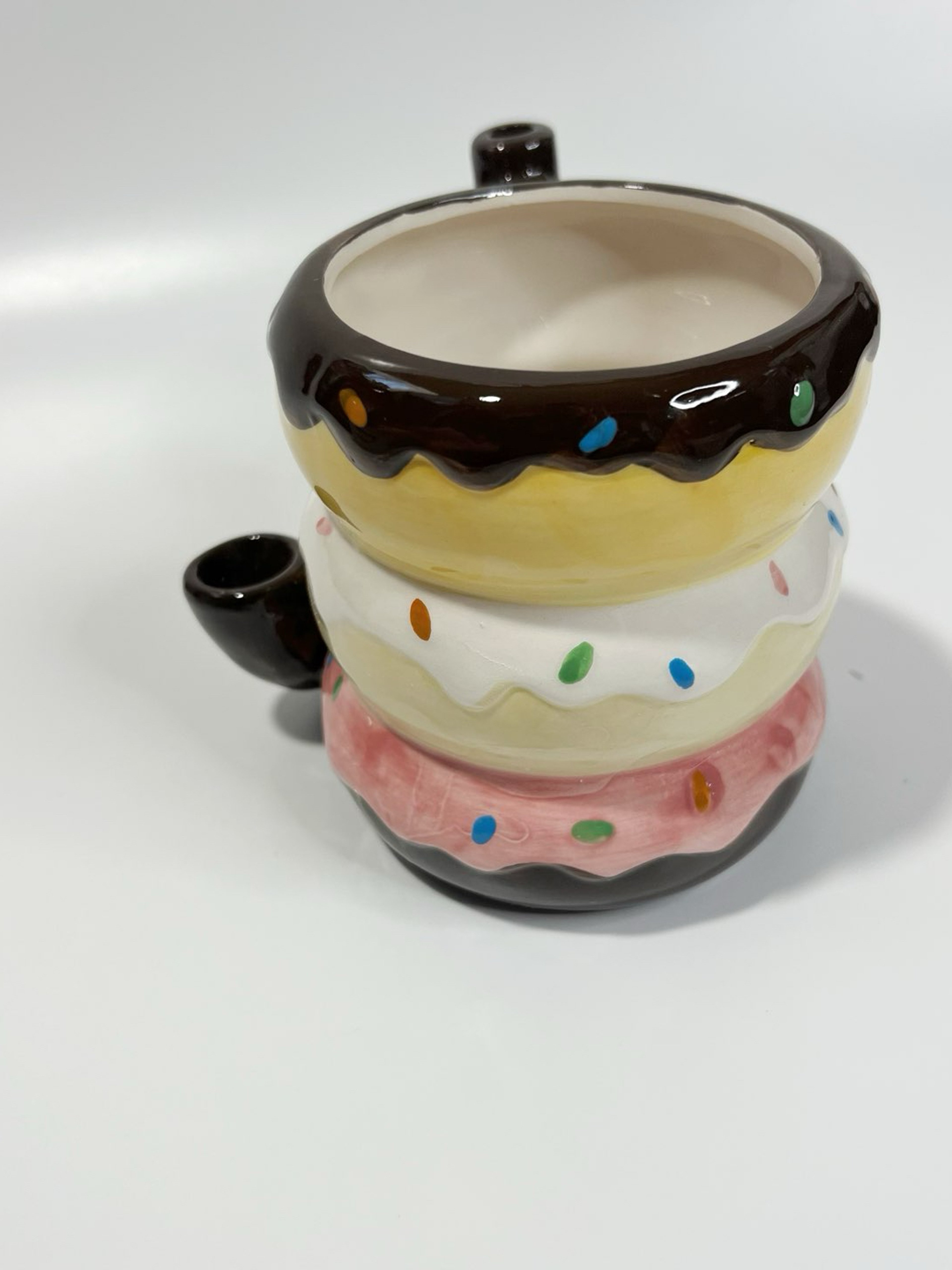 Preview pic of Ceramic Donut Mug Pipe Wake Bake Roast Toast Coffee Cup Pipe