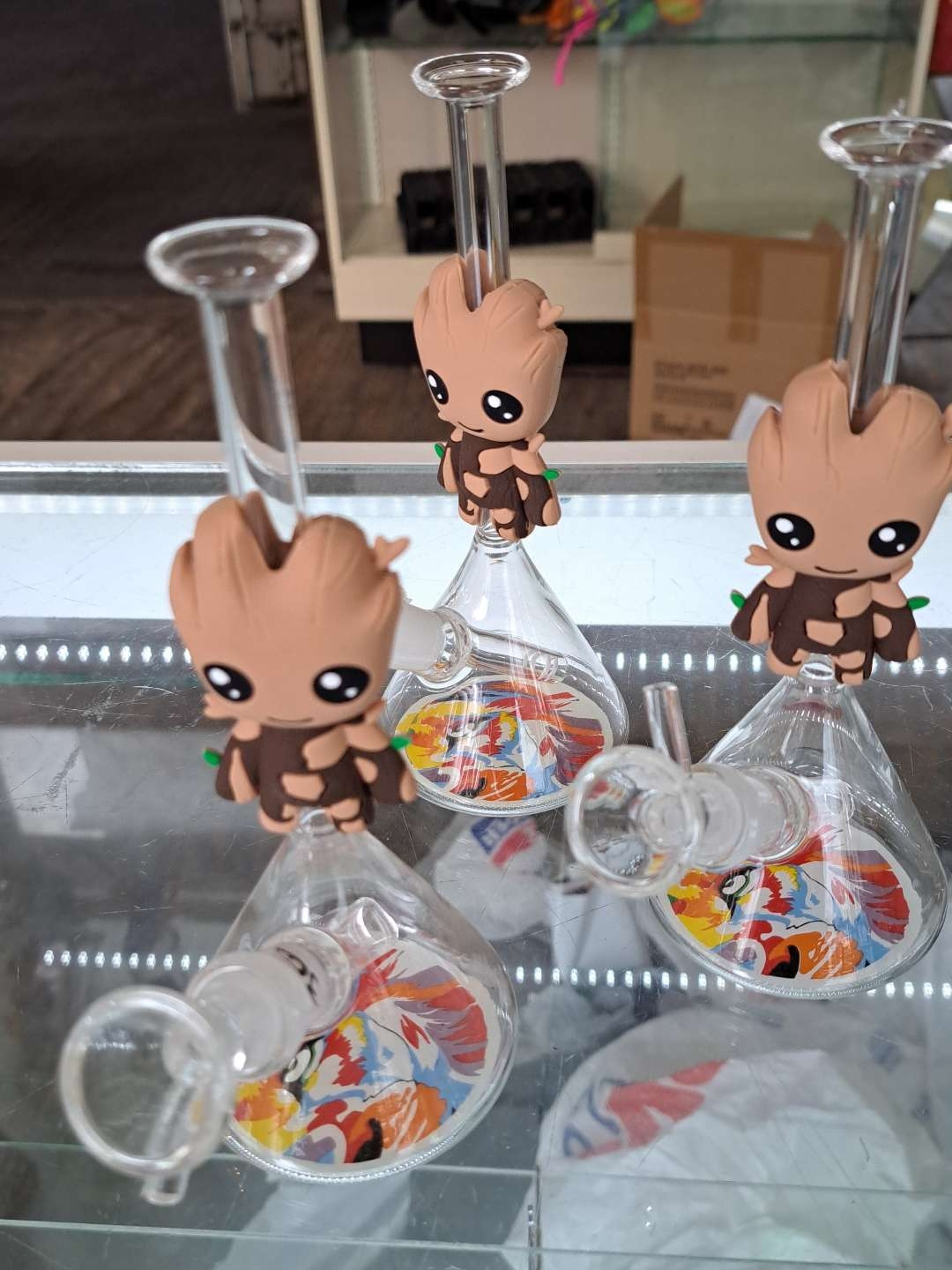 Preview pic of Happy Groot Mini Bong glass on glass