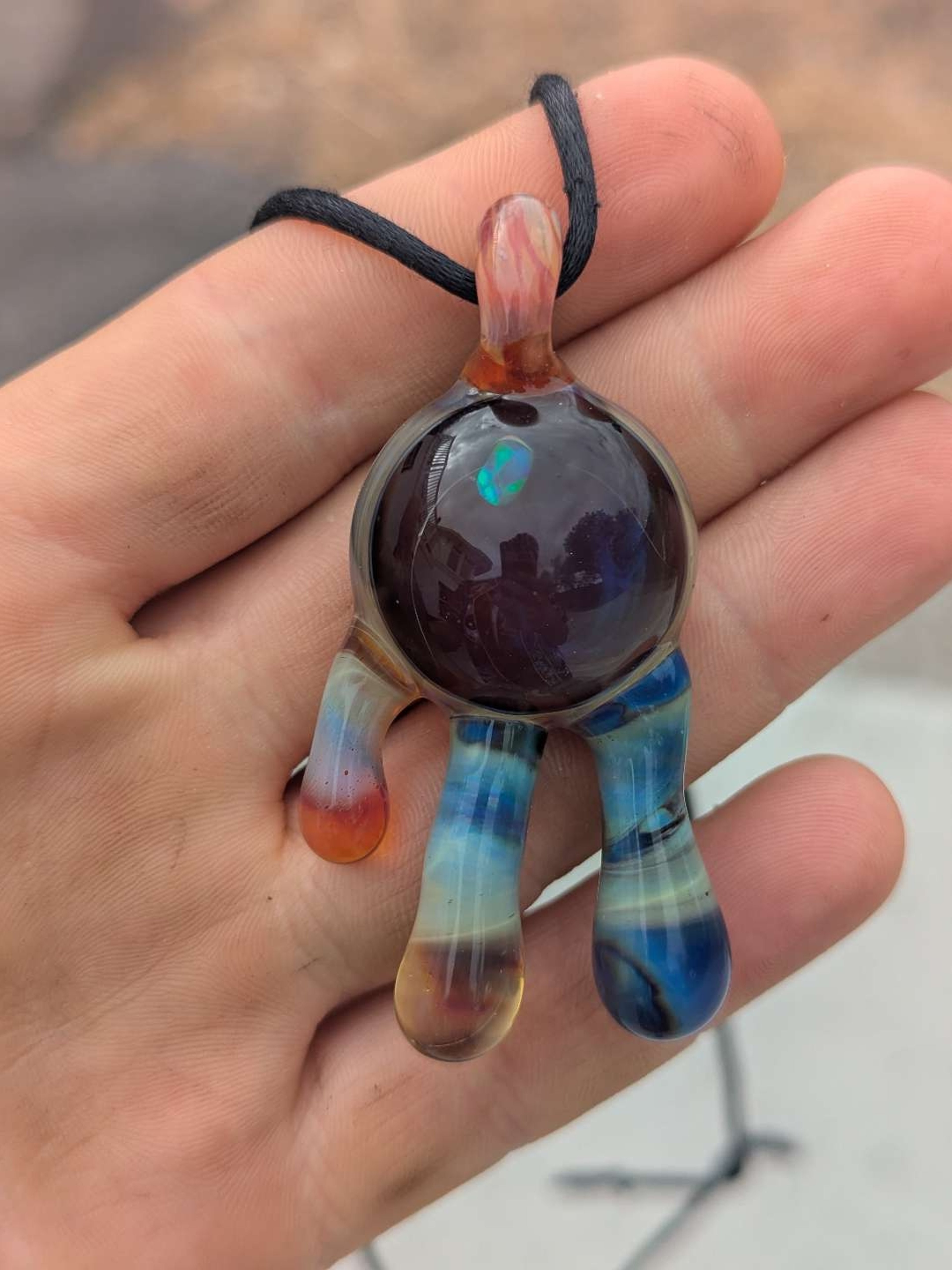Amber purplious drippy pendant image 0