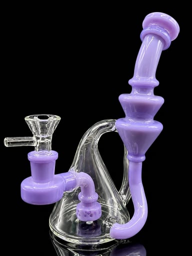 Preview pic of 7” Purple Recycler Dab Rig with 14mm Quartz Banger – Compact Glass Concentrate Rig