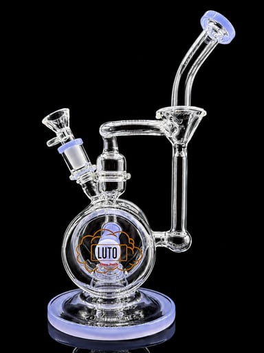 Preview pic of LUTO 11” Recycler Water Pipe with 14mm Bowl – Blue Accent Glass Bong