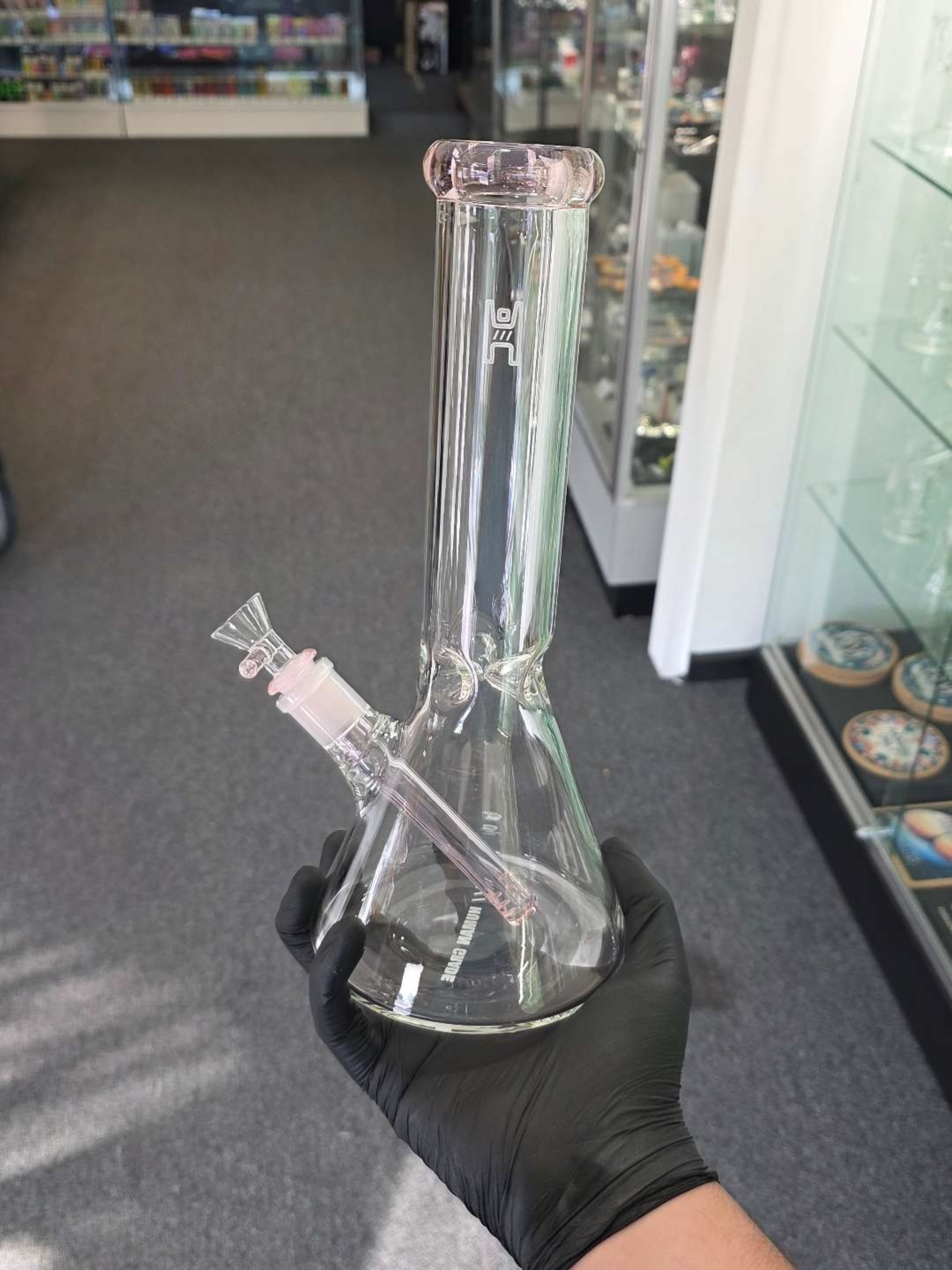 12" Beaker Clear w/ Pink image 0