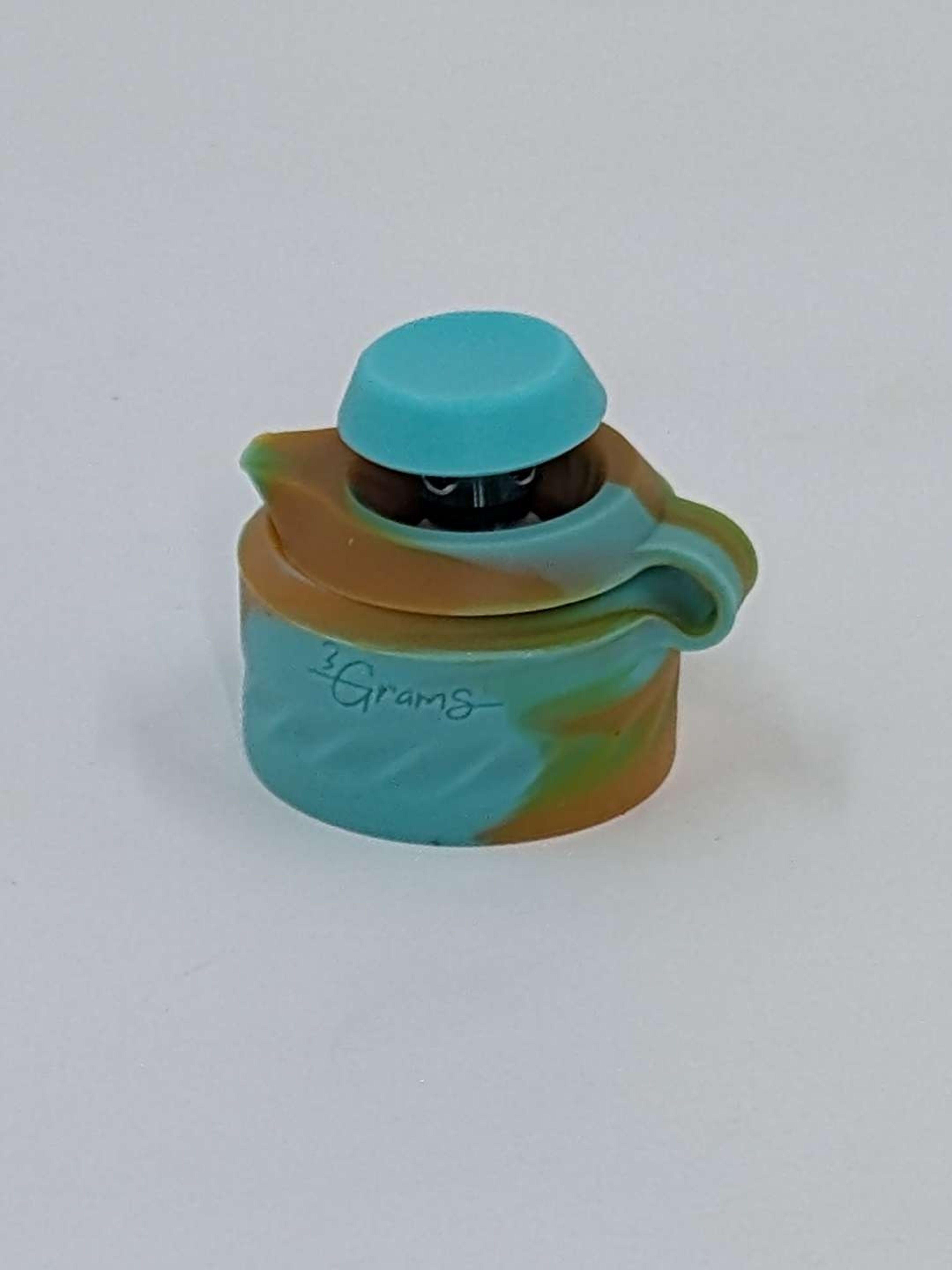 Preview pic of Puffco Pro Custom Orange and Teal Tie Dye Joystick Cap With Long Joystick Dolphin Colors