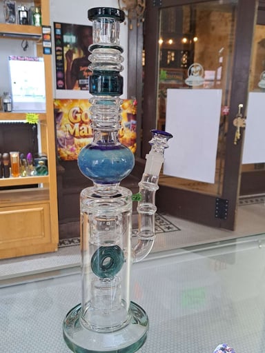 Preview pic of 16" Waterpipe Blue Marble and Green Tube