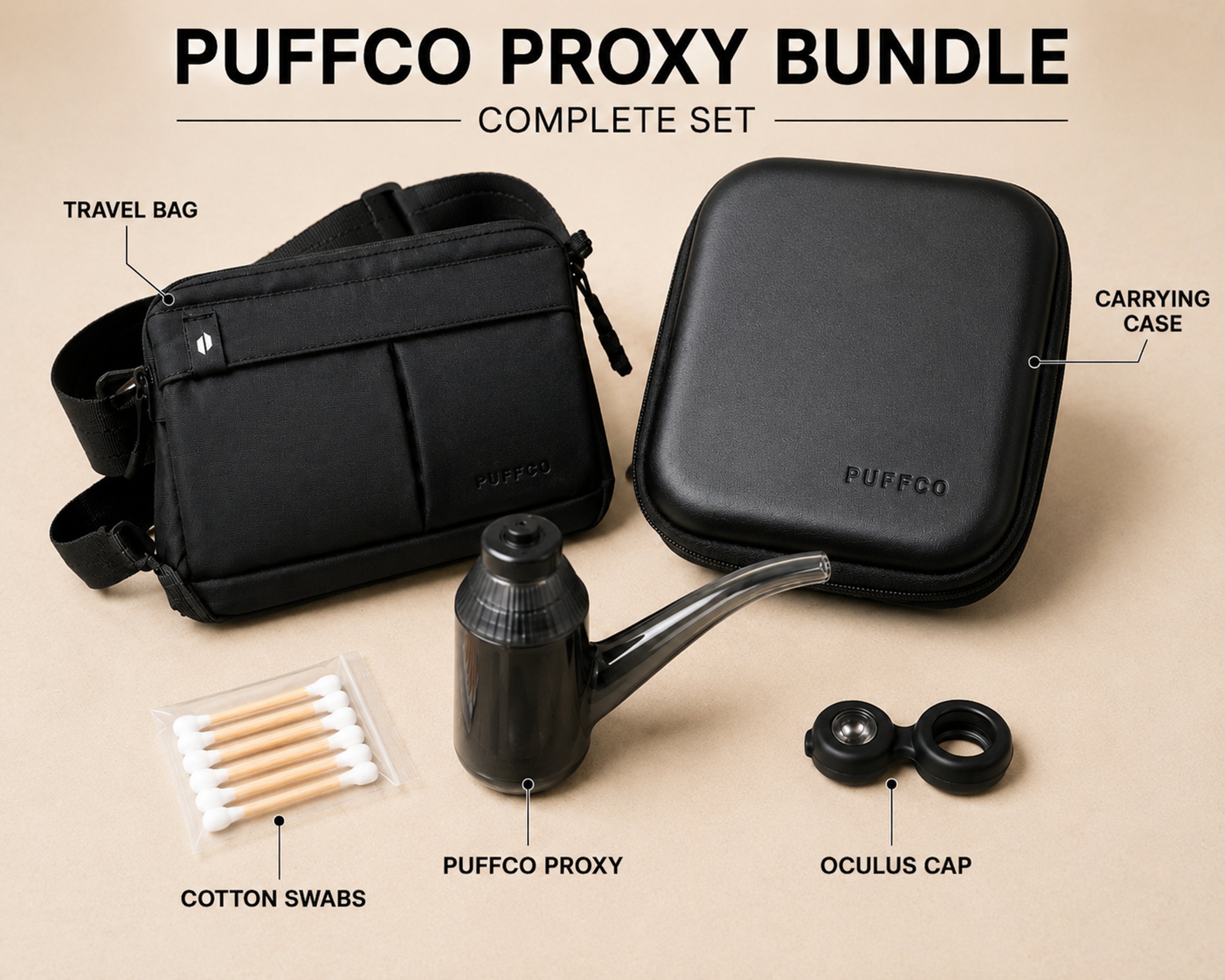 Puffco Proxy Bundle + Travel Bag + Case + Black Bub + Extras image 0