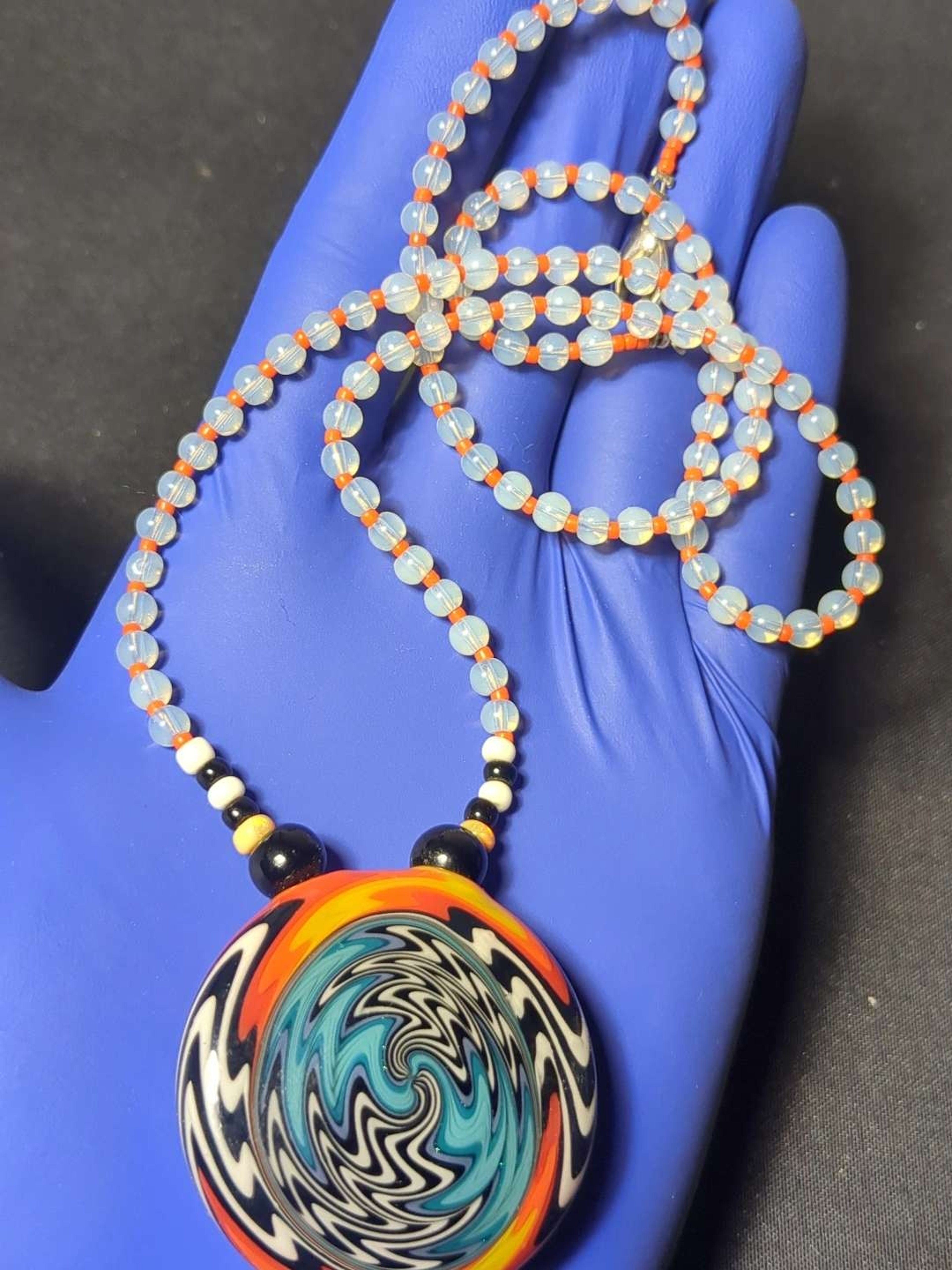 Preview pic of Collaboration Heady wigwag pendant and hand beaded chain