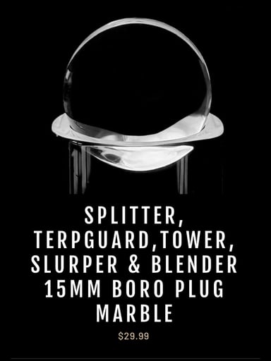 Preview pic of 15mm Boro Plug Marble! Eternal Quartz! Trusted Seller! Same Day Shipping
