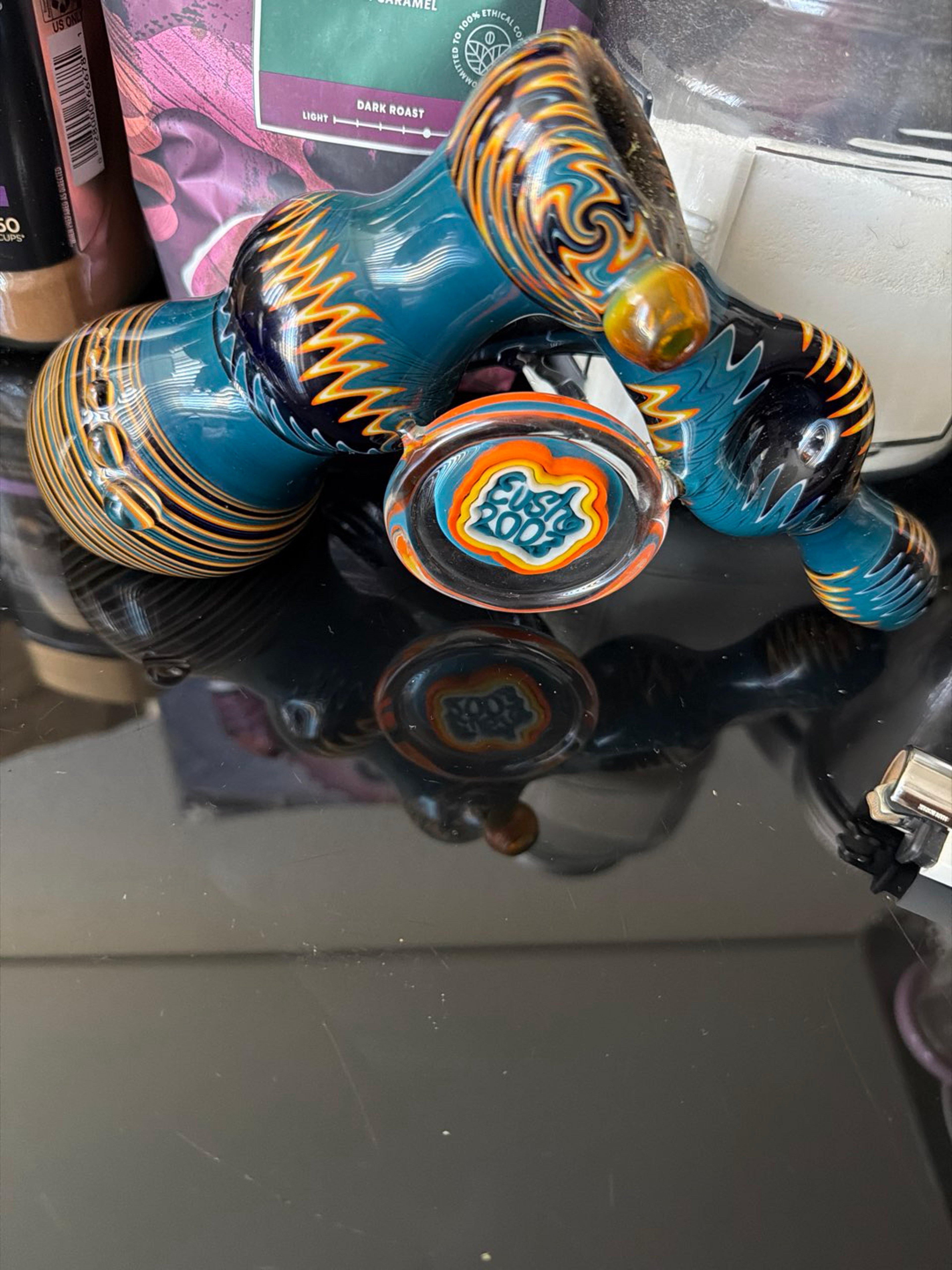 Preview pic of Eushon 2003 glass art beautiful piece bubbler