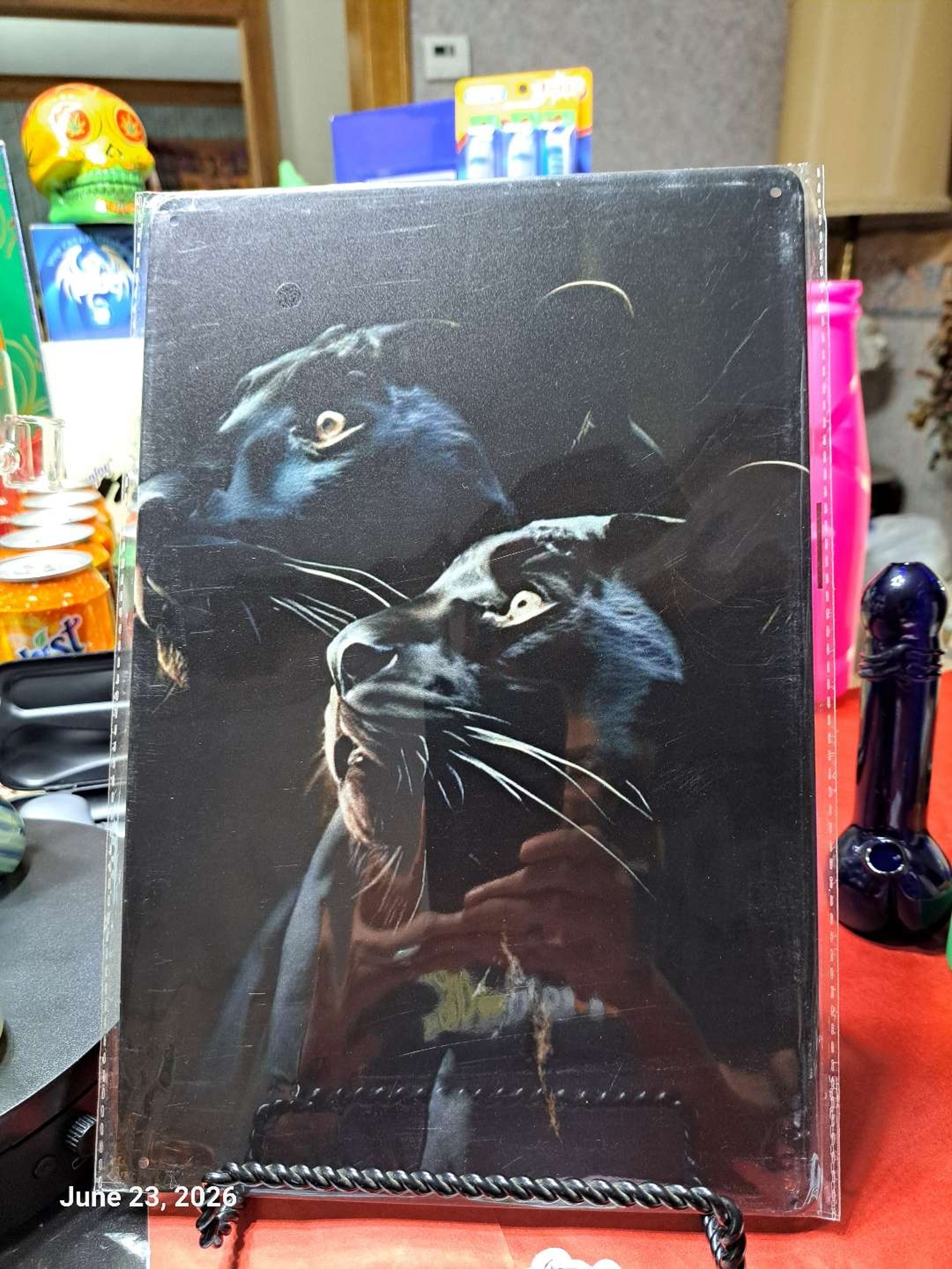 Preview pic of Decorative Stoner  Image Tin 8x12 Two Panthers