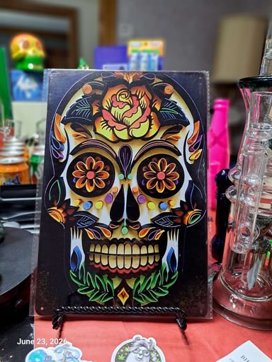 Preview pic of Decorative Stoner  Image Tin 8x12 Sugar Skull