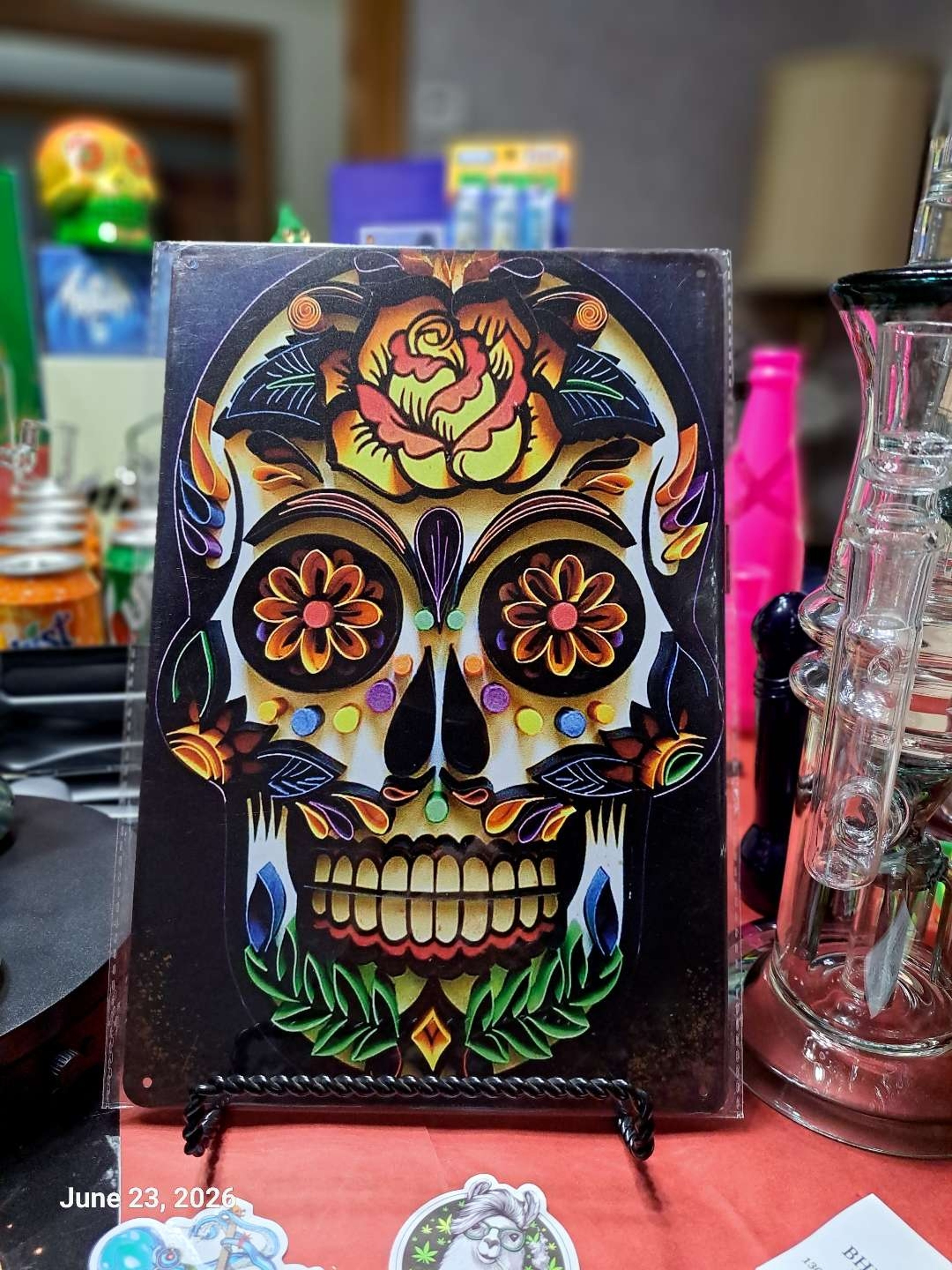 Decorative Stoner  Image Tin 8x12 Sugar Skull image 0