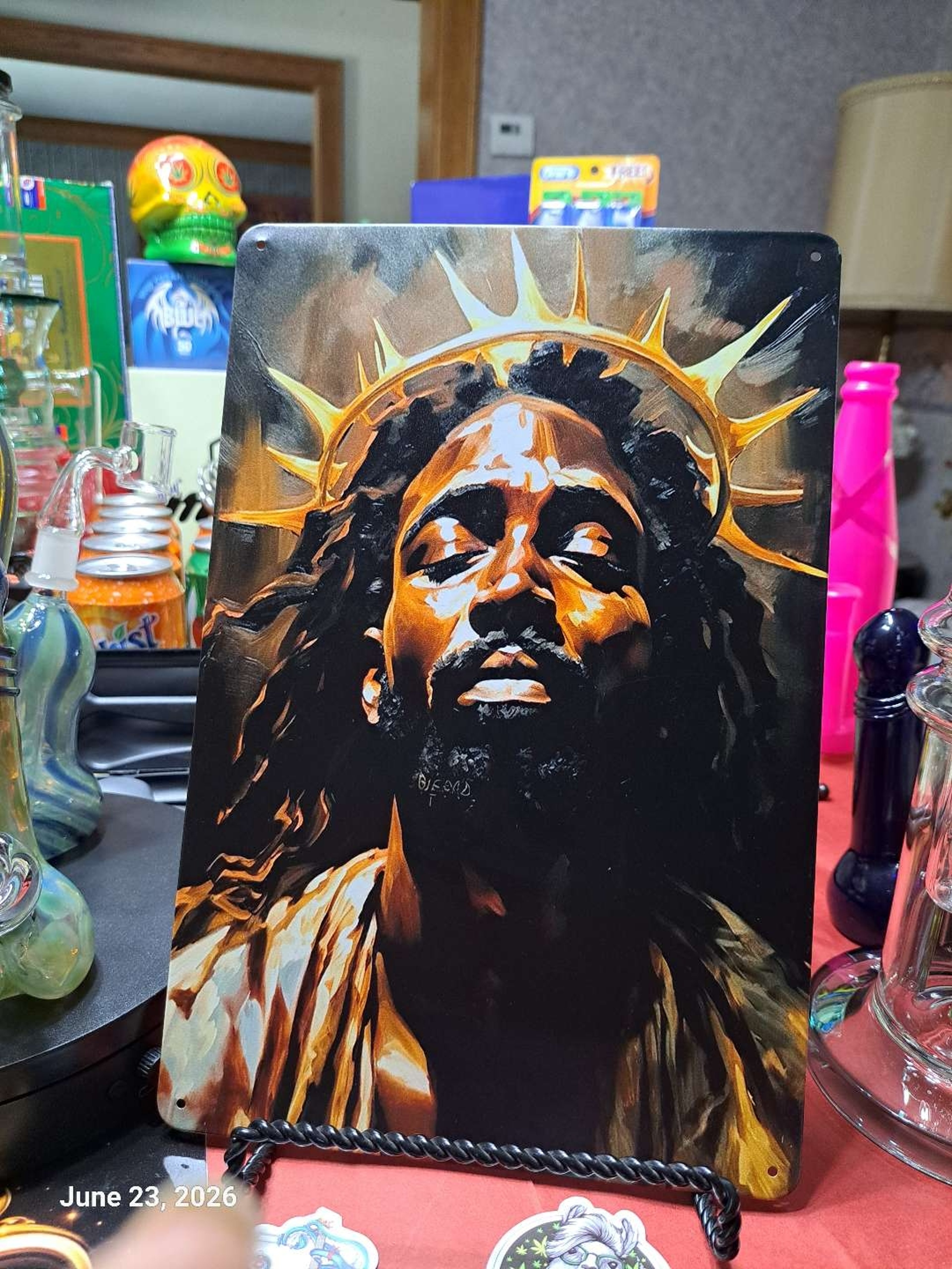 Decorative Stoner  Image Tin 8x12 Black Jesus image 0