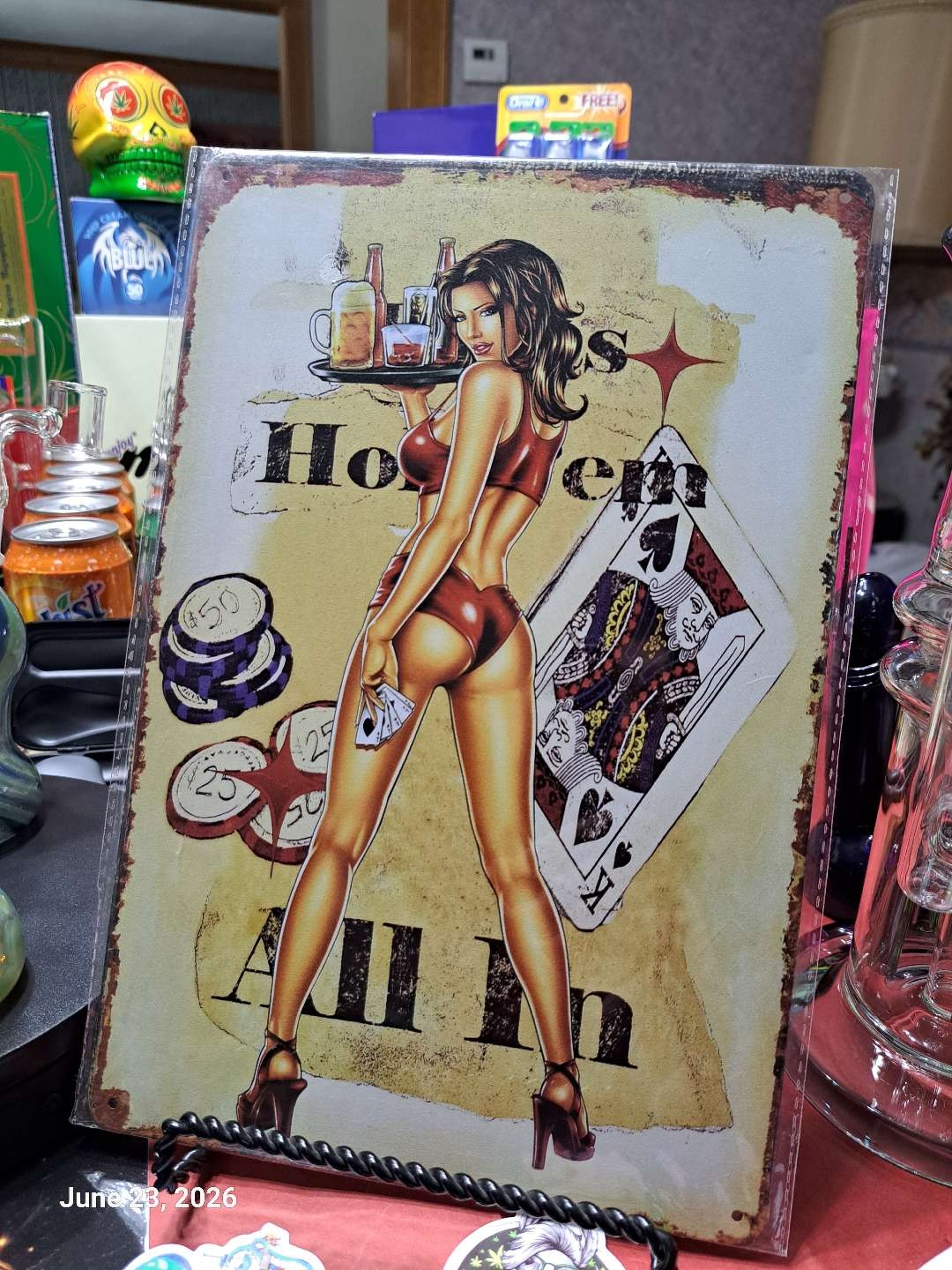 Decorative Stoner  Image Tin 8x12 Poker Girl image 0