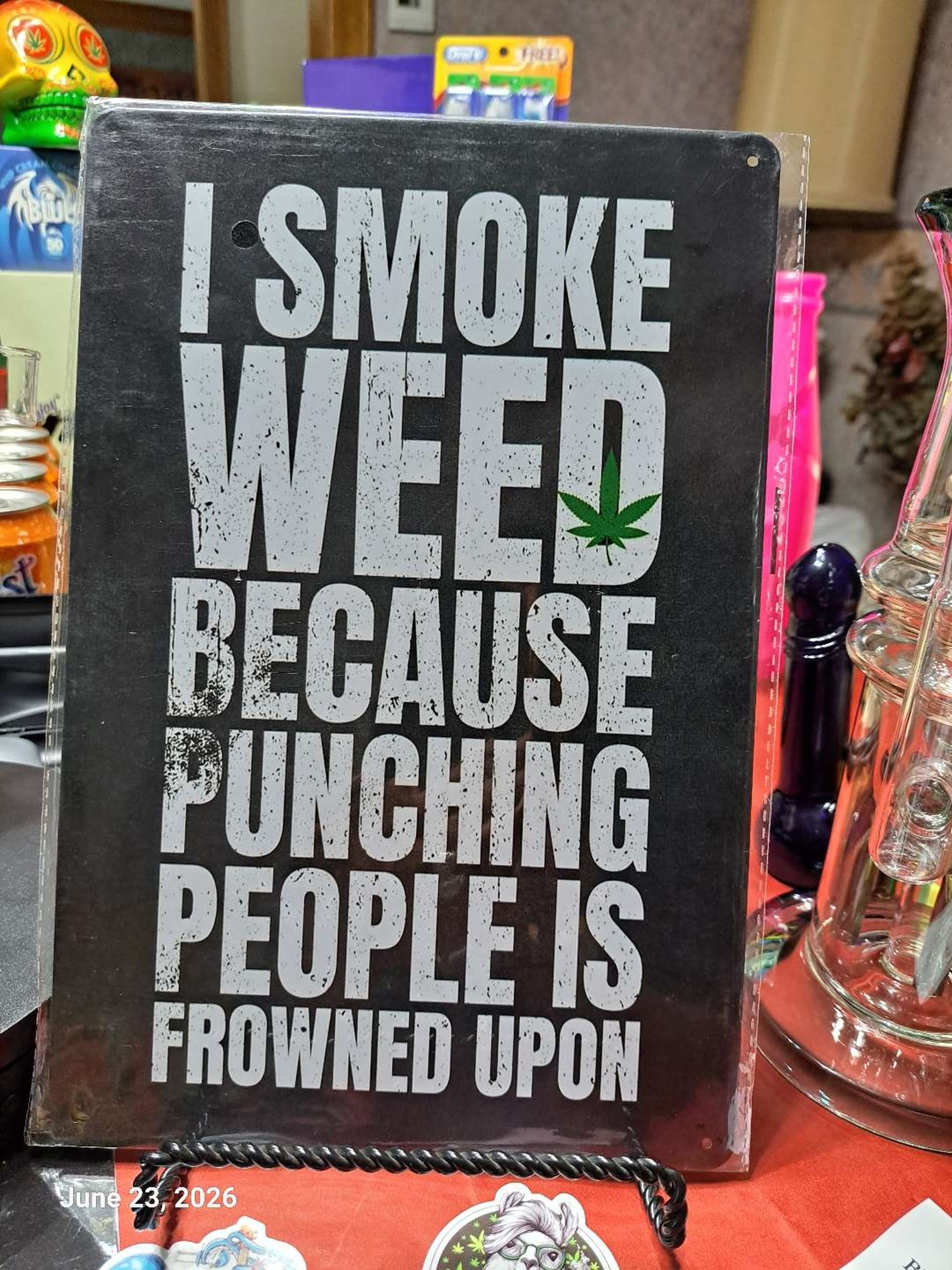 Preview pic of Decorative Stoner  Image Tin 8x12 Punching People Is Frowned Upon