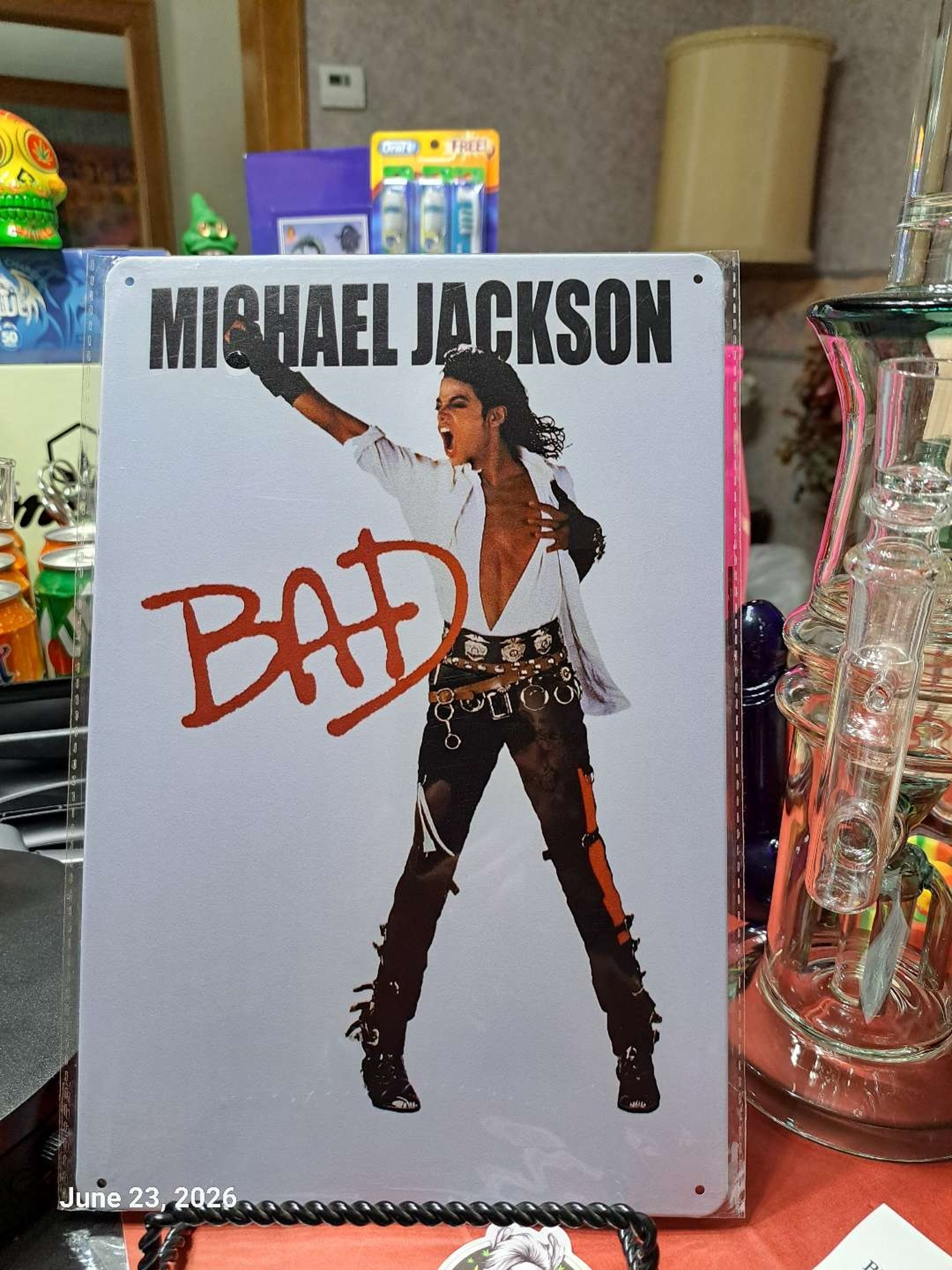 Preview pic of Decorative Stoner  Image Tin 8x12 Michael Jackson BAD