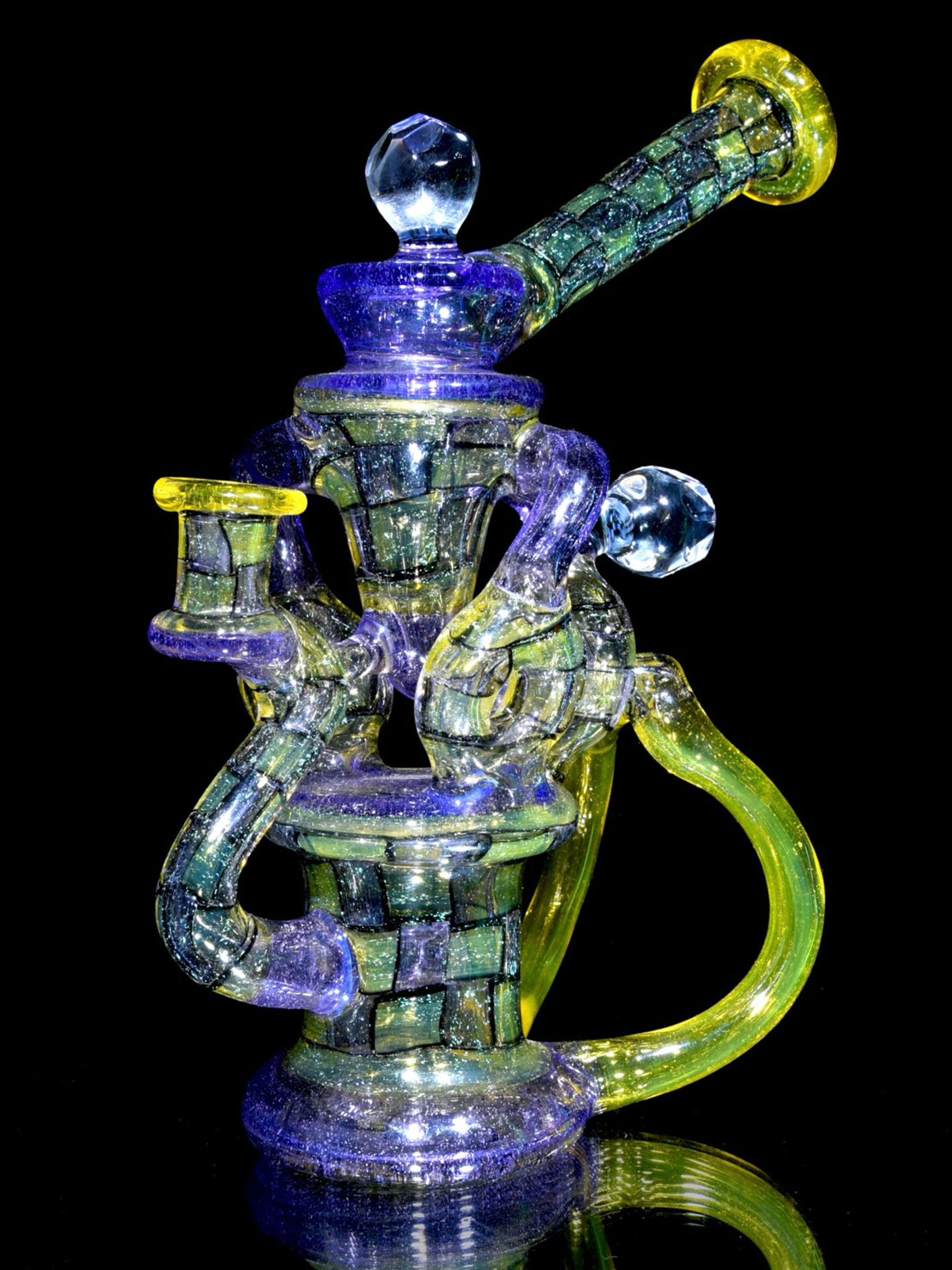 Jeff Green - Triple Donut Uptake Loophole Recycler - Dichroic Purple Rain/CFL Terps Chipstack  - 10mm Female image 0